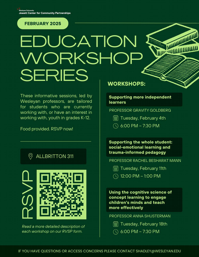 Education Workshop Series Poster for Tuesdays in February-times vary